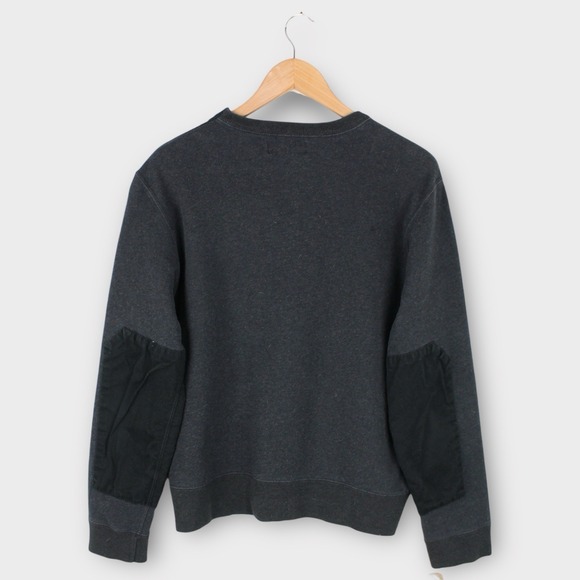 Polo Ralph Lauren Men's Crewneck Sweatshirt Shoulder Zip Elbow Patches Gray - Picture 5 of 5